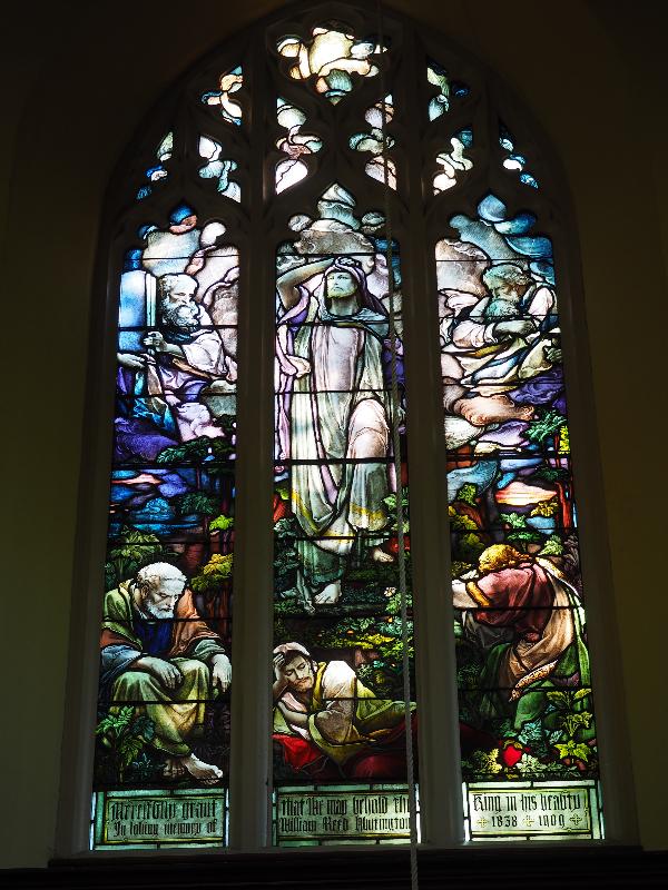 Northeast Harbor, Maine (ME): St Mary's-by-the-Sea Church: Transfiguration (Huntington Memorial Window, 1910, designed by Frederick Wilson, made by Gorham)