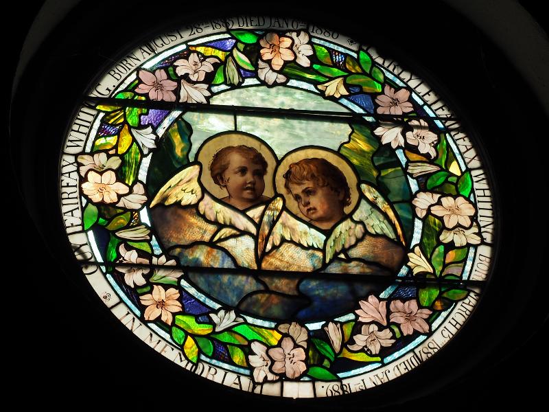 Hulls Cove, Maine (ME): Church of Our Father: cherubs (1898, Donald MacDonald)