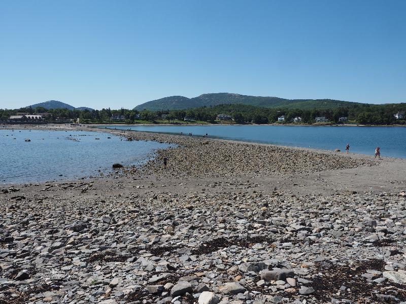 Bar Harbor, Maine (ME): Bar Island: view back to Bar Harbor along the Bar (start of low tide)