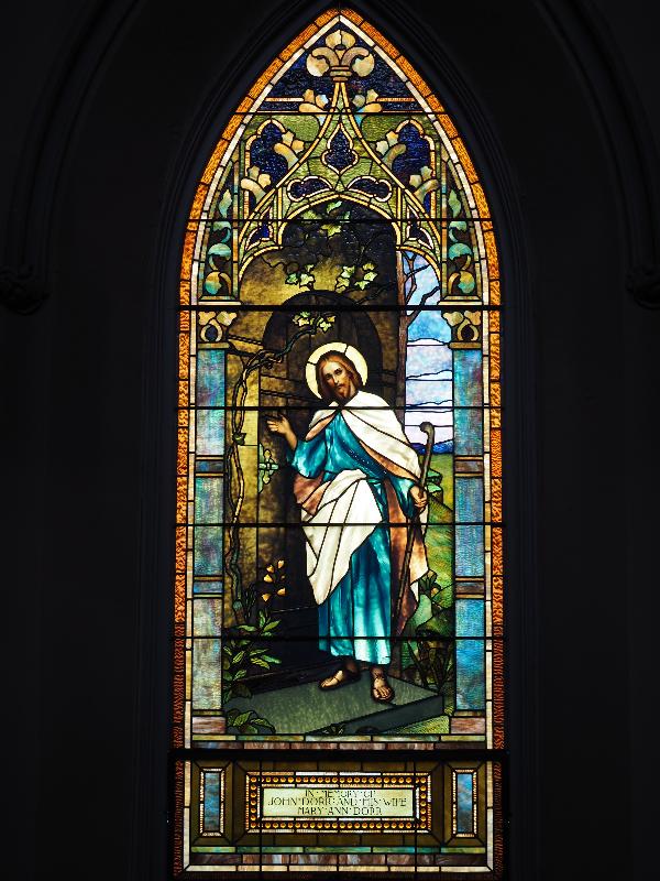 Augusta, Maine (ME): South Parish Congregational Church: Christ Knocking (Dorr Memorial Window, 1895, Phipps, Slocum & Co.)