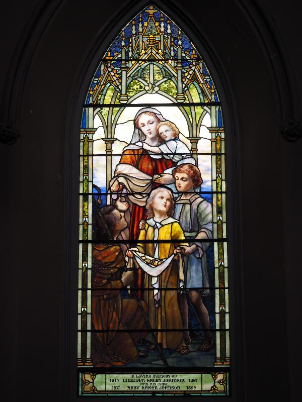 Augusta, Maine (ME): South Parish Congregational Church: Charity (Johnson Memorial Window, 1901, Tiffany Studios)