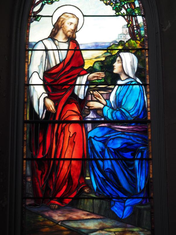 Augusta, Maine (ME): South Parish Congregational Church: Woman at the Well (Hedge Memorial Window, Lamb Studios)