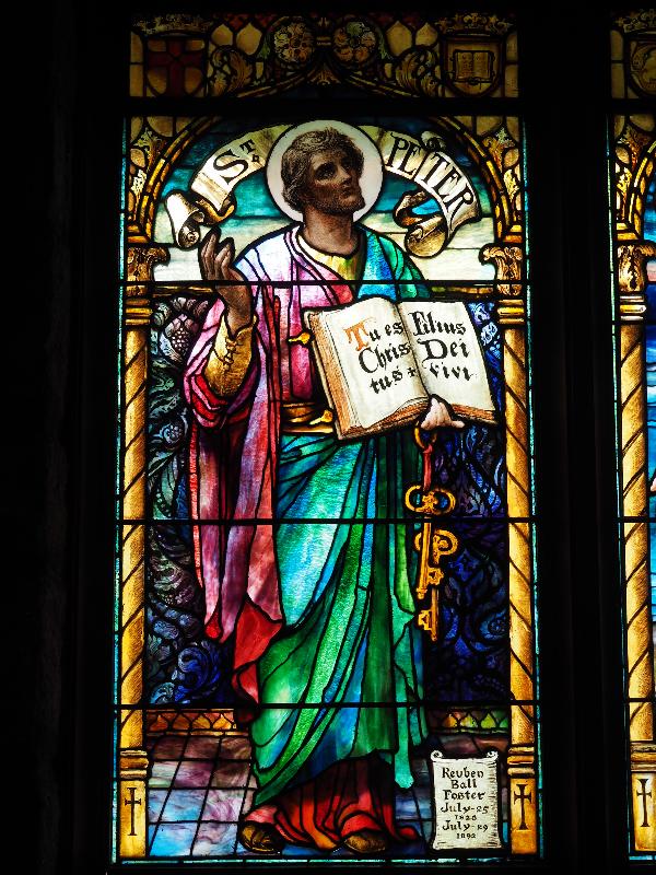 Bretton Woods, New Hampshire (NH): Church of the Transfiguration: St Peter (Foster Memorial Window, Maitland Armstrong)