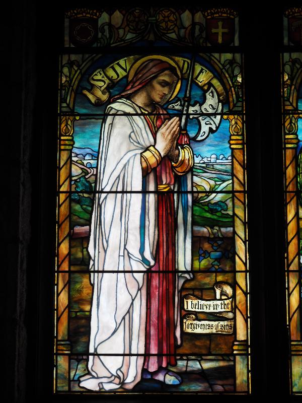 Bretton Woods, New Hampshire (NH): Church of the Transfiguration: St Jude (Grant Memorial Window, Maitland Armstrong)