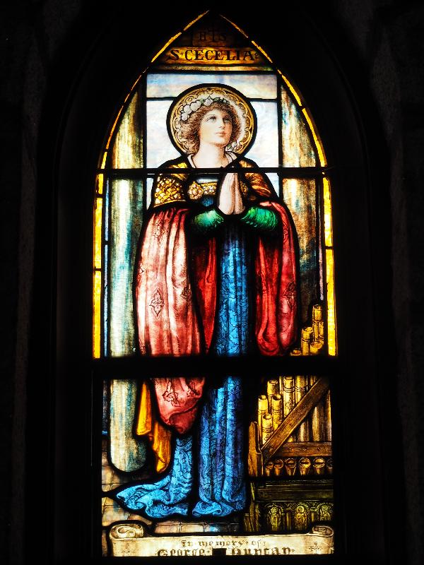 Bretton Woods, New Hampshire (NH): Church of the Transfiguration: St Cecelia (Duncan Memorial Window, Maitland Armstrong)