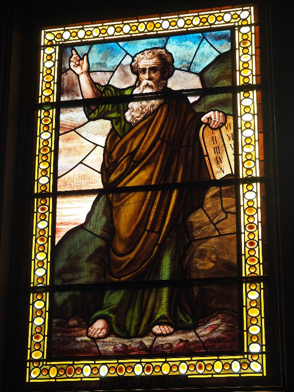 Hanover, New Hampshire (NH): Dartmouth College, Rollins Chapel: Moses (President Nathan Lord Memorial Window, 1885, Donald MacDonald)