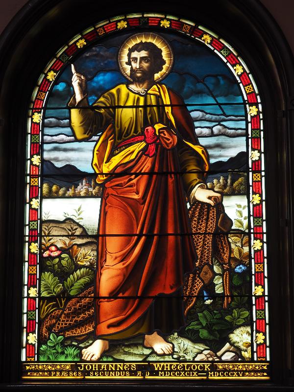 Hanover, New Hampshire (NH): Dartmouth College, Rollins Chapel: President John Wheelock Memorial Window (possibly James Ballantine and Son)