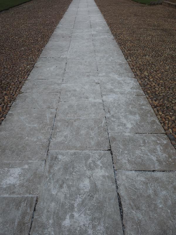 Cambridge, England: Trinity College: salty white walkway, Great Court