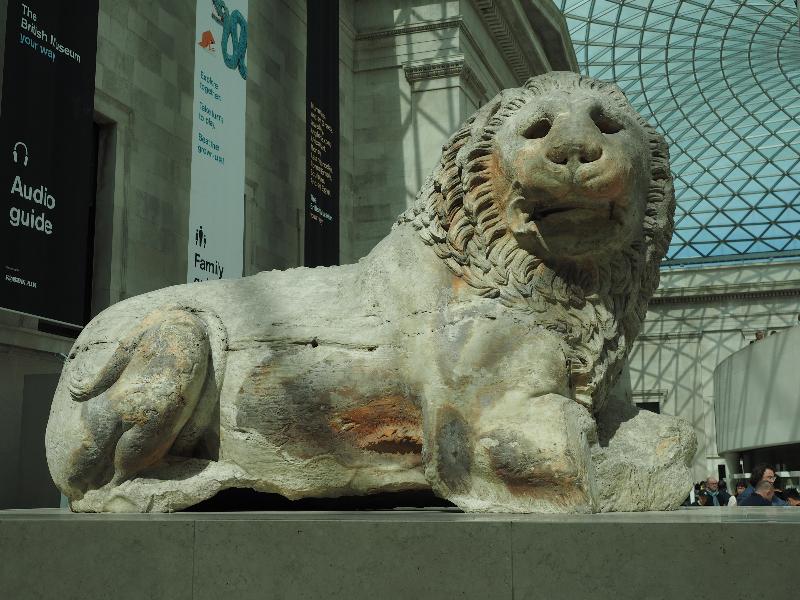 London, England: British Museum: marble lion (from Knidos in Asia Minor, probably c 300 BC)