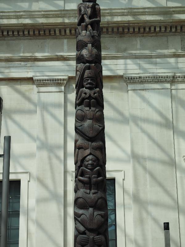London, England: British Museum: house frontal pole, detail (about 1850, Haida)