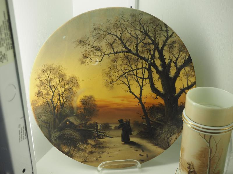 Sandwich, Massachusetts (MA): Sandwich Glass Museum: large plaque, after A Winter Sketch by George H. Smillie