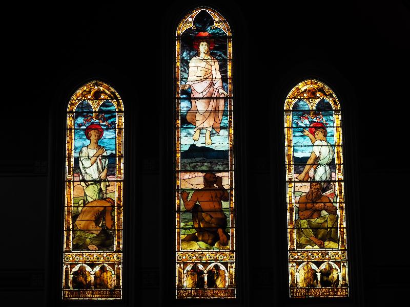 New Bedford, Massachusetts (MA): Grace Episcopal Church: Lambert Memorial Window, Ascension (1882, Frederic Crowninshield)