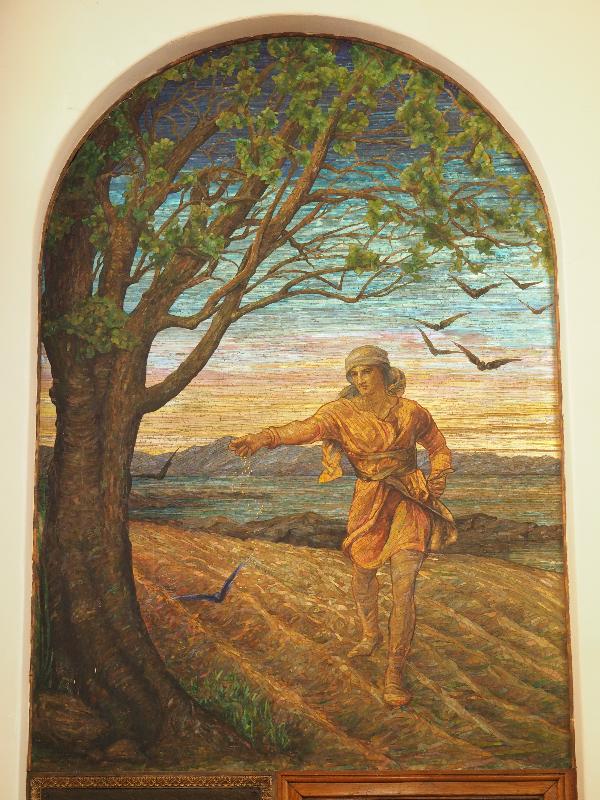 New Bedford, Massachusetts (MA): Pilgrim United Church of Christ: Julien Memorial Mosaic, The Sower (1915, Tiffany Studios)
