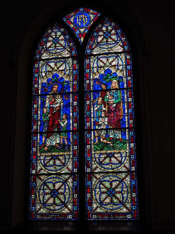 Taunton, Massachusetts (MA): First Parish Church: Tisdale Memorial Window, Chris Blessing Children (1957, Wilbur Herbert Burnham, Boston)