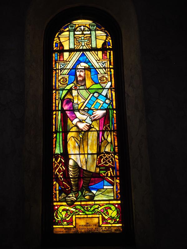 Southborough, Massachusetts (MA): St. Mark's School, Chapel: Peck Memorial Window, King Alfred (1900, Tiffany Studios)