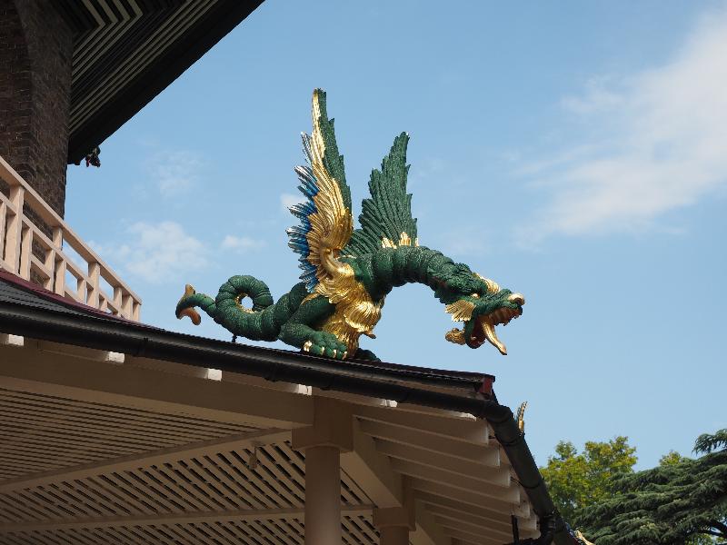 London, England: Kew Gardens: Great Pagoda, dragon (1762, architect William Chambers)