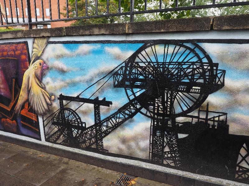 Newcastle-under-Lyme, England: Ryecroft / Lower Street subway: coal mine (2014, Bridge Street Subway Community Arts Project)