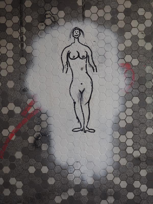 Newcastle-under-Lyme, England: Ryecroft underpass: female figure
