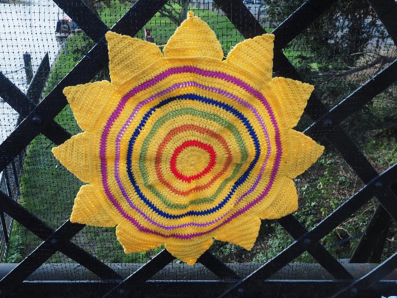 Cambridge, England: Jesus Lock: sunshine for midwinter (displayed Dec 2019 - Feb 2020, made by Sophie Neville)