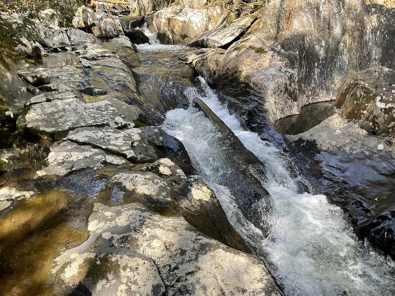 Plainfield, Massachusetts (MA): Mill Brook: view upstream at the Baths