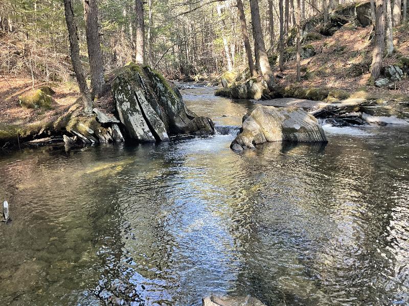 Plainfield, Massachusetts (MA): Mill Brook: view near big rock