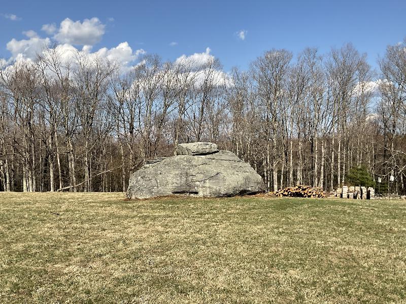 Cummington, Massachusetts (MA): Willcutt Road: large rock in field
