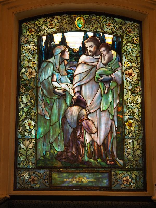 Boston, Massachusetts (MA): Arlington Street Church: Hunnewell Memorial Window, 'Christ Blessing Children' (1904, Tiffany Studios)