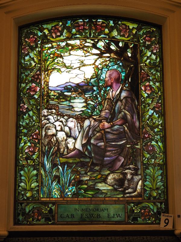 Boston, Massachusetts (MA): Arlington Street Church: Browne and Whitney Memorial Window, 'Shepherd' (1901, Tiffany Studios)
