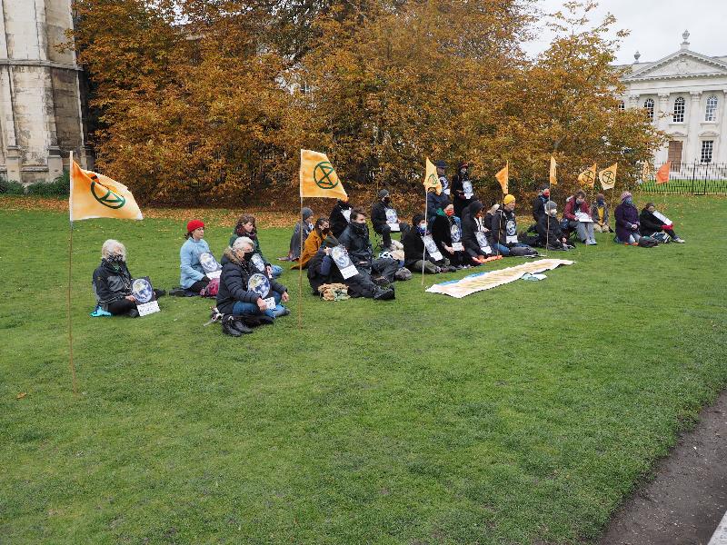 Cambridge, England: King's Parade: Extinction Rebellion silent demo