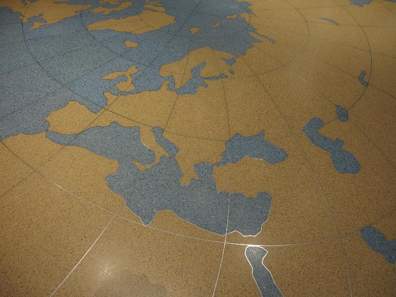 Boston, Massachusetts (MA): Logan Airport, Terminal E: floor decoration, Europe