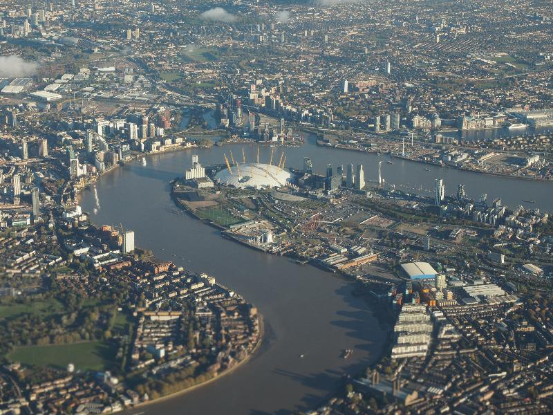 London, England: Millennium Dome: aerial view