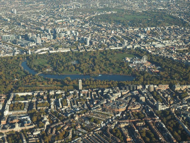 London, England: Hyde Park: aerial view