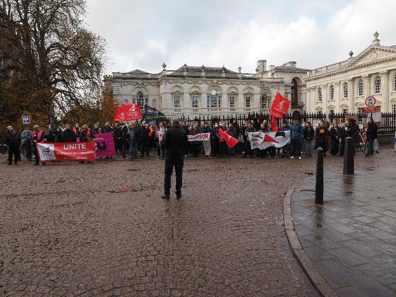 Cambridge, England: King's Parade: university strike demo