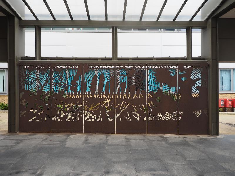 Cambridge, England: Addenbrooke's Hospital: Microscape, centre panel (2016, Michael Brennand-Wood)