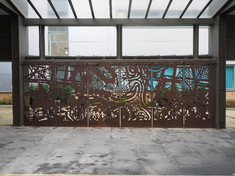 Cambridge, England: Addenbrooke's Hospital: Microscape, right panel (2016, Michael Brennand-Wood)