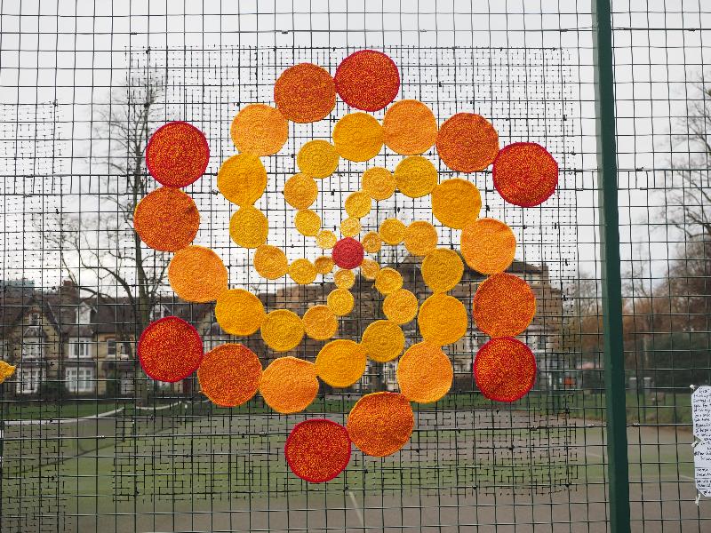 Cambridge, England: Jesus Green: spiral (Cambridge Yarn Collective)