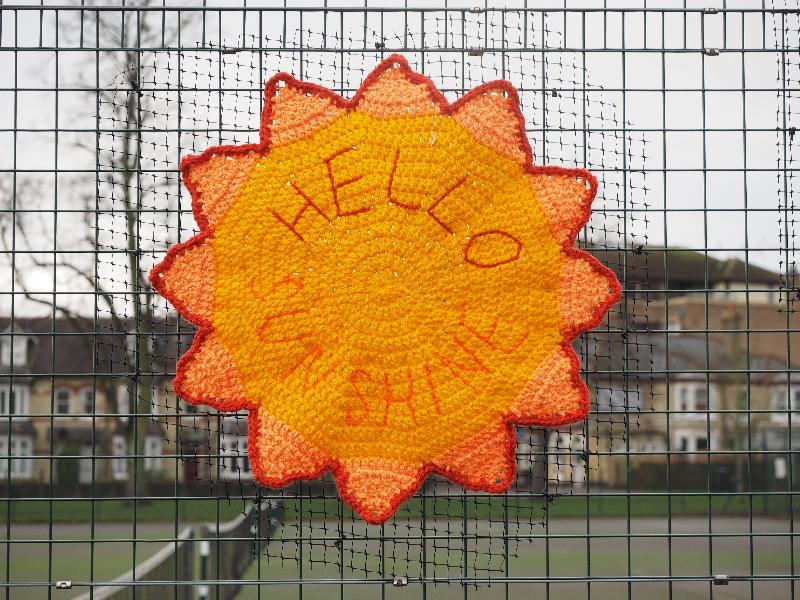 Cambridge, England: Jesus Green: Hello Sunshine (Cambridge Yarn Collective)