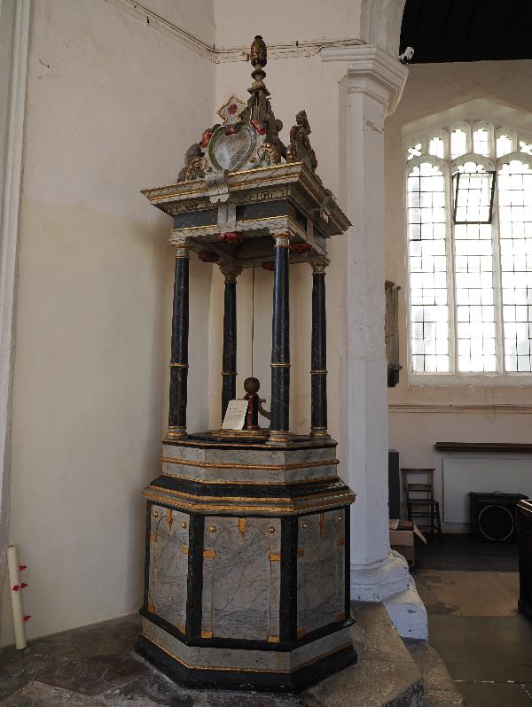 Cambridge, England: St Botolph's Church: Laudian Font Canopy (1636-1637)
