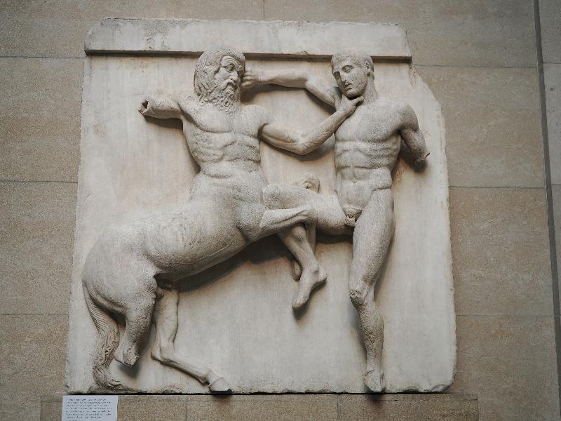 London, England: British Museum: Parthenon, Centaur and Lapith (South Metope XXXI)