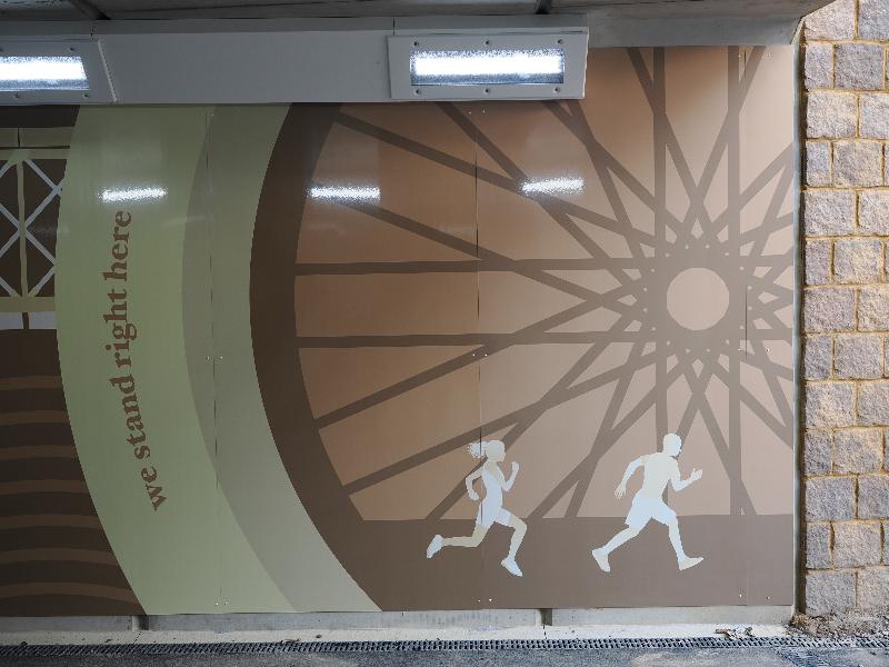 Cambridge, England: Chisholm Trail: Newmarket Road underpass artwork (2022, Paper Rhino)