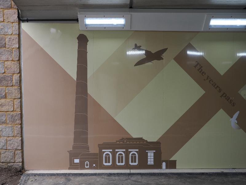Cambridge, England: Chisholm Trail: Newmarket Road underpass artwork (2022, Paper Rhino)