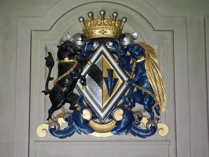 Cambridge, England: Sidney Sussex College: chapel, coat-of-arms of Frances Sidney, Countess of Sussex