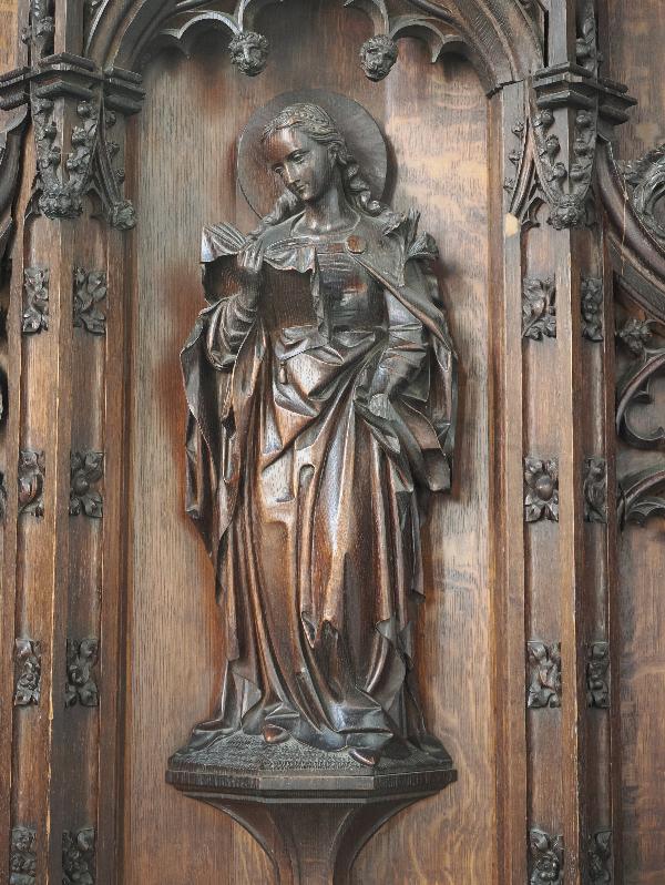 Cambridge, England: Little St Mary's Church: reredos detail