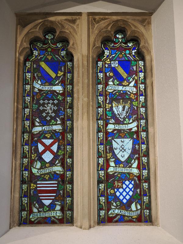 Castle Combe, England: St Andrew's Church: coat of arms of various families