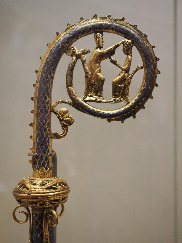 London, England: British Museum: crozier head, showing Mary being crowned as Queen of Heaven (about 1250, France)