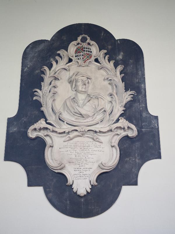 Cambridge, England: Trinity Hall: chapel, John Andrew tablet