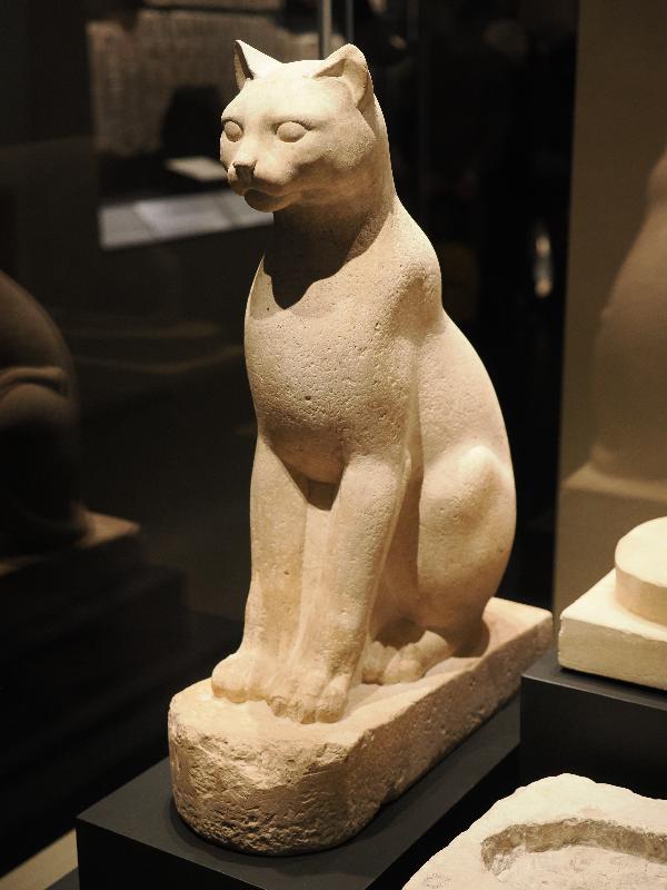 London, England: British Museum: sitting cat (266-227 BC, Naukratis)
