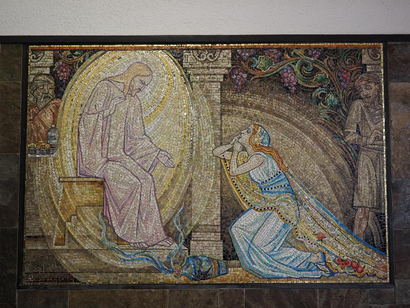 Amsterdam, Netherlands: H.H. Petrus en Pauluskerk (De Papegaai) (St Jozefkerk): Christ and the repentant Mary Magdalene (1932, artist Antoon Molkenboer)