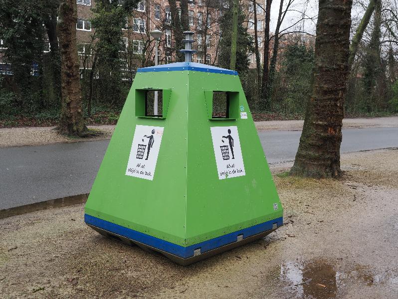 Amsterdam, Netherlands: Vondelpark: refuse bin