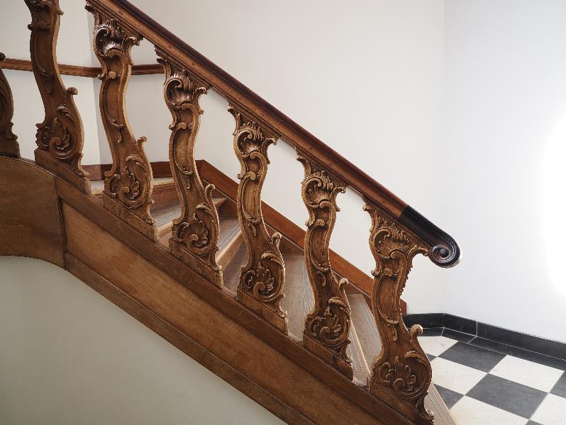 Amsterdam, Netherlands: Rijksmuseum: wood bannister